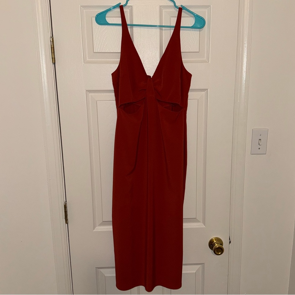 Abercrombie & Fitch Burnt Orange Cutout Midi Dress